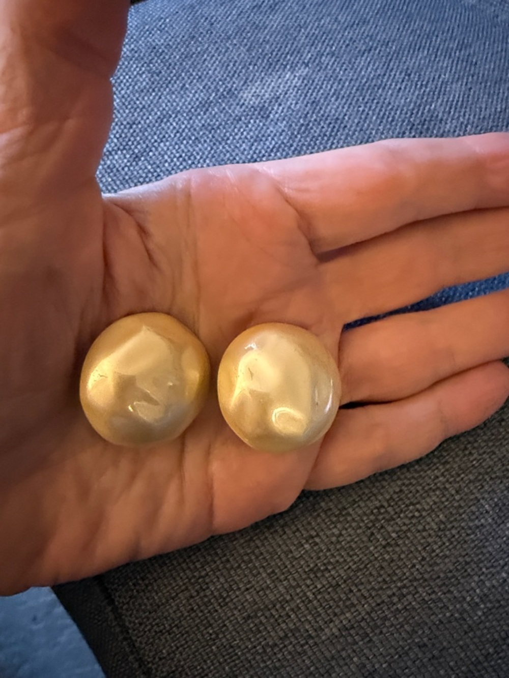 Carolee Vintage Clip on Earrings with Large Domed Faux Baroque Pearl. Circa 80’s